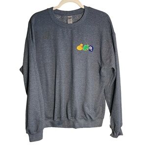 Embroidered Animal Crossing Sweatshirt Dark Gray Grey with patches